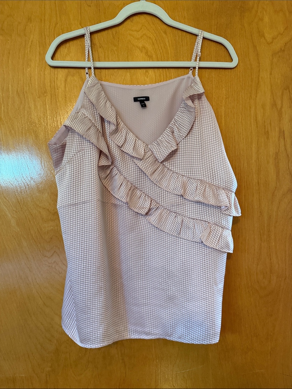 Express Light Blush Pink Ruffle V-Neck Camisole